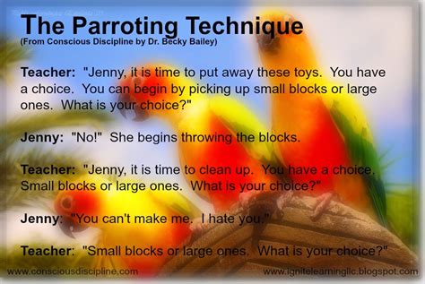 parotting|parroting technique.